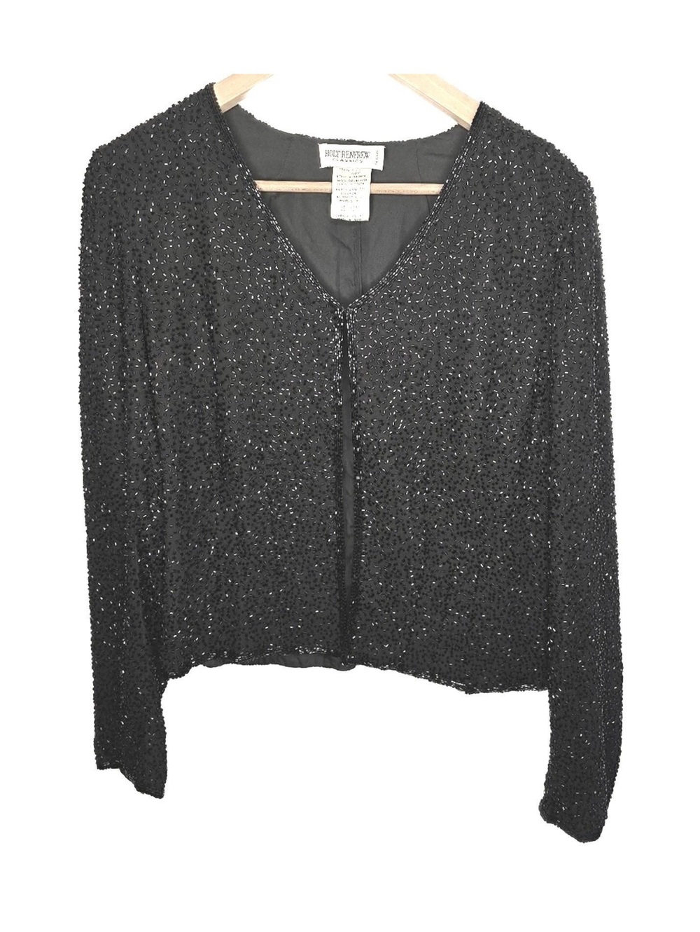 Holt Renfrew Vintage Heavily Beaded Black Silk Jacket Lined Small - Picture 5 of 10